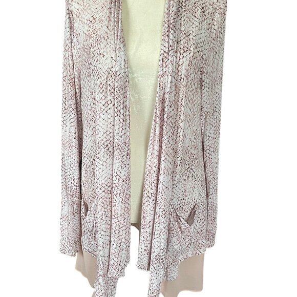 LOGO by Lori Goldstein pink purple long sleeve open stretchy cardigan women's M - Picture 4 of 9